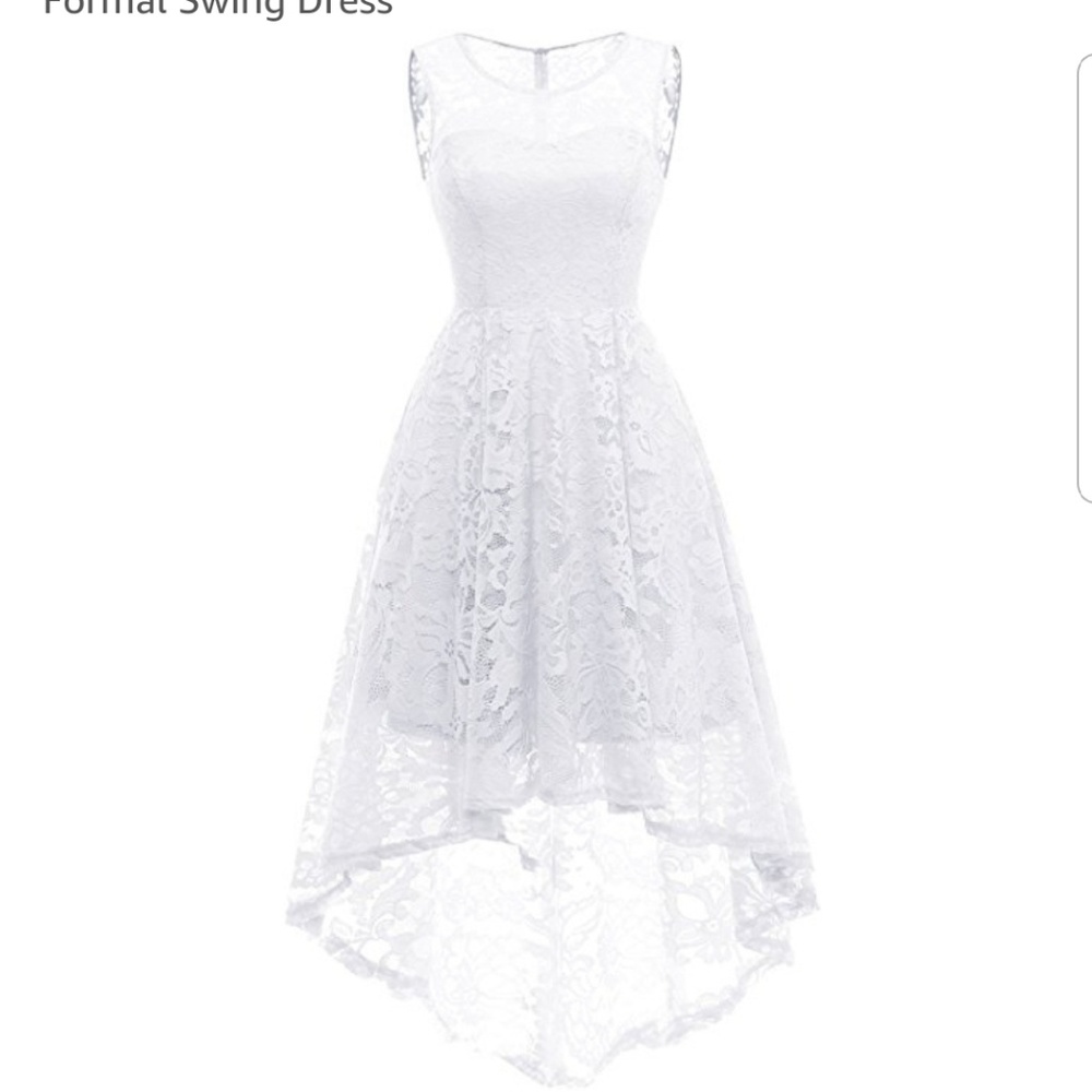 White Lace High-Low Dress